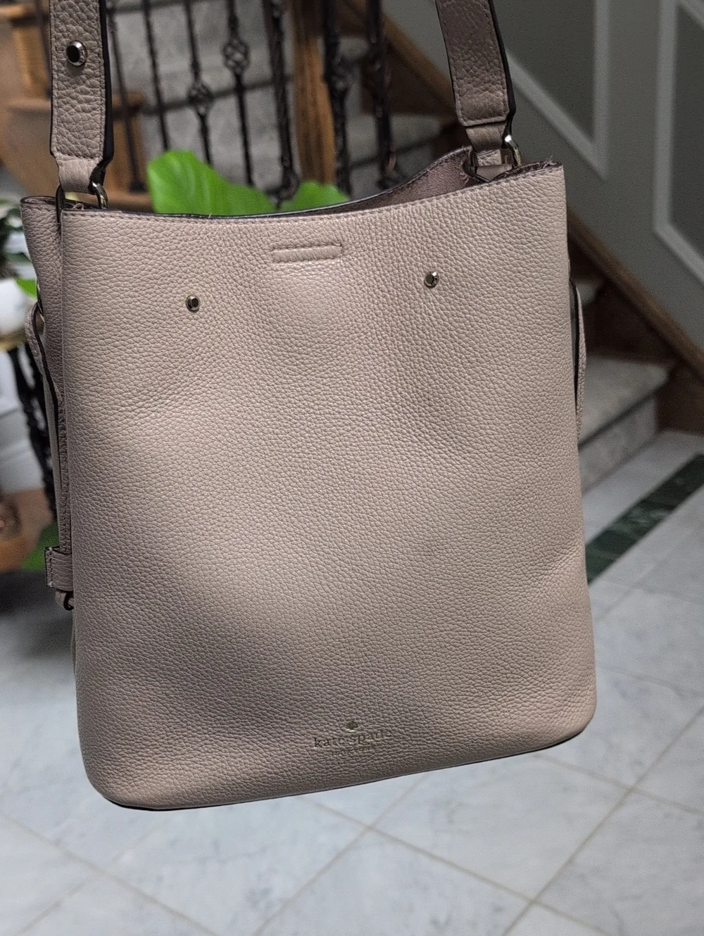 Kate Spade Marti Pebbled Leather Bucket Bag in Taupe